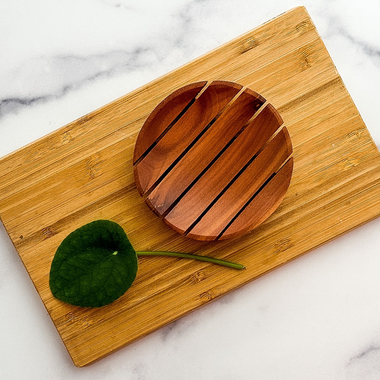 Natural Wood Bamboo Soap Dish Round Large — White Rock Soap Gallery
